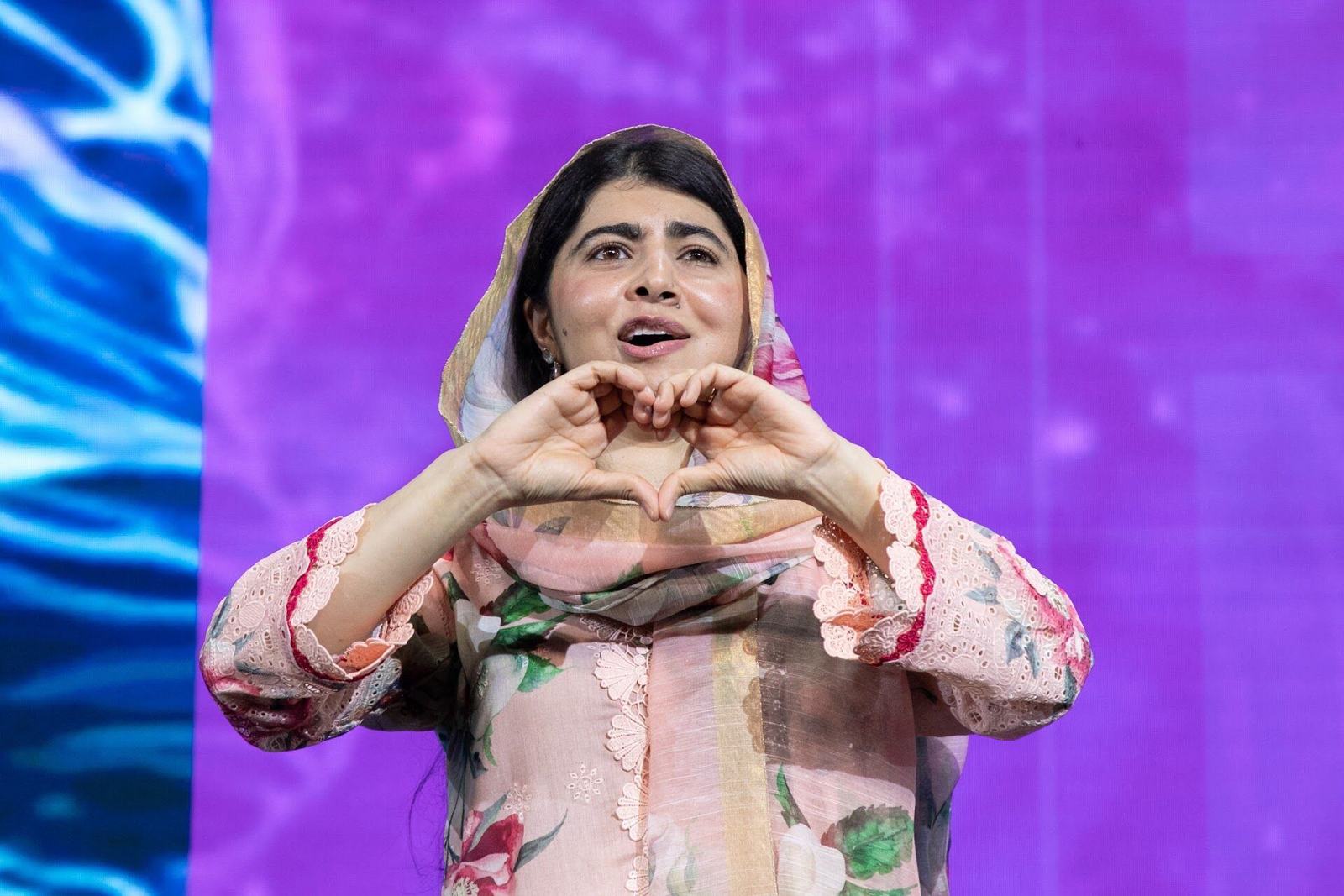 Malala Yousafzai on stage at RIW 2026