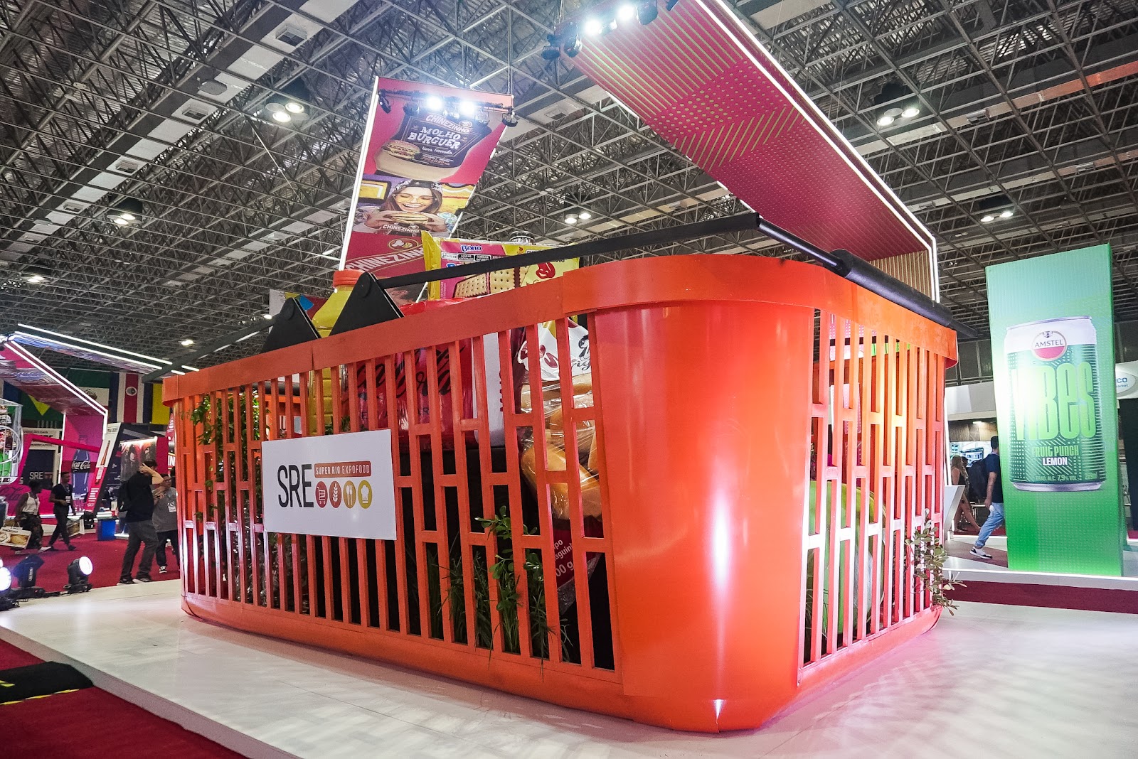 Booth shaped like a giant shopping basket