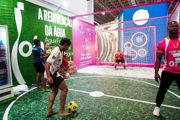 Booth activation with a soccer field
