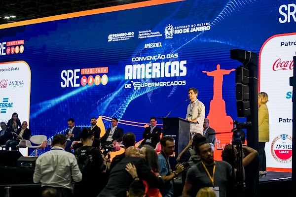 Convention stage with sponsors